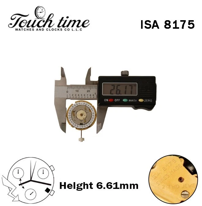ISA 8175 Swiss Quartz Movement,Height:6.61mm,White Disk At 4-Horziotnal. thumbnail 4