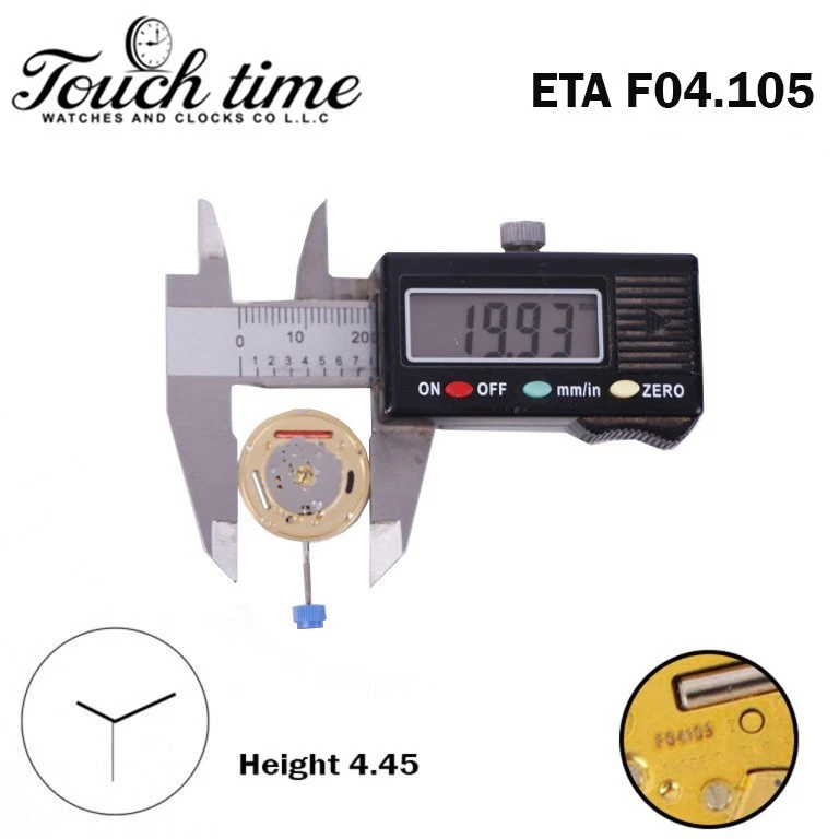 ETA F04.105 Swiss Watch Movement-3 Hands-3 Jewels- Without Disk- Height:4.45mm. thumbnail 4