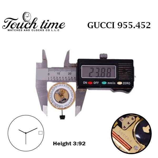 ETA 955.452 GUCCI - 1 سويسري ساعة حركة - أبيض قرص التاريخ عند 3-3 عقارب - 7 Jewels. thumbnail 4