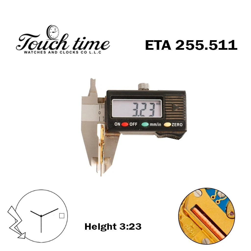 ETA 255.511 Swiss Made Quartz Movement, White Date Disk At 3 , 3 Hands. thumbnail 3