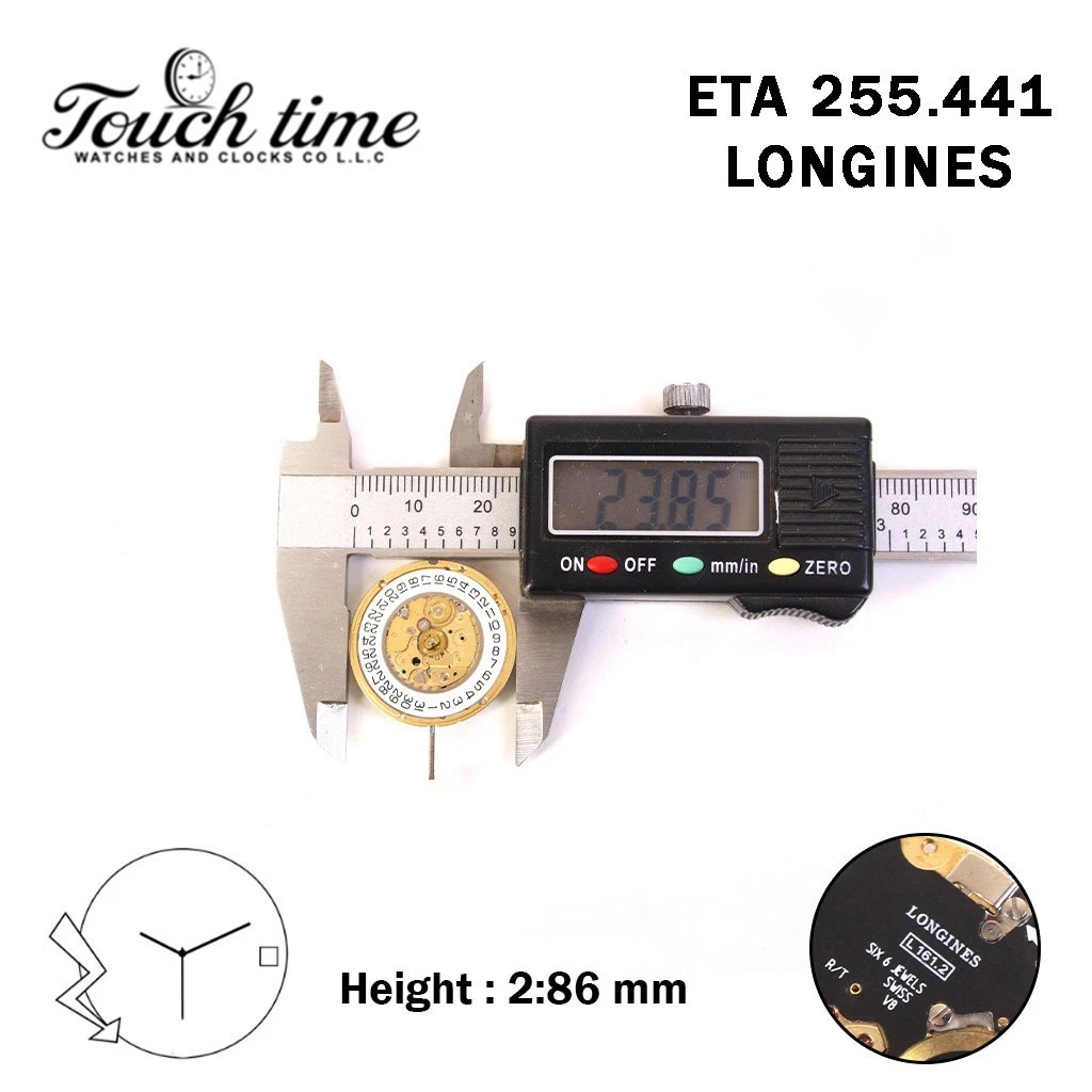 ETA 255.441 (L161.2)-Quartz Movement-Height:2.86mm-White Disk At 3-3 Hands thumbnail 4