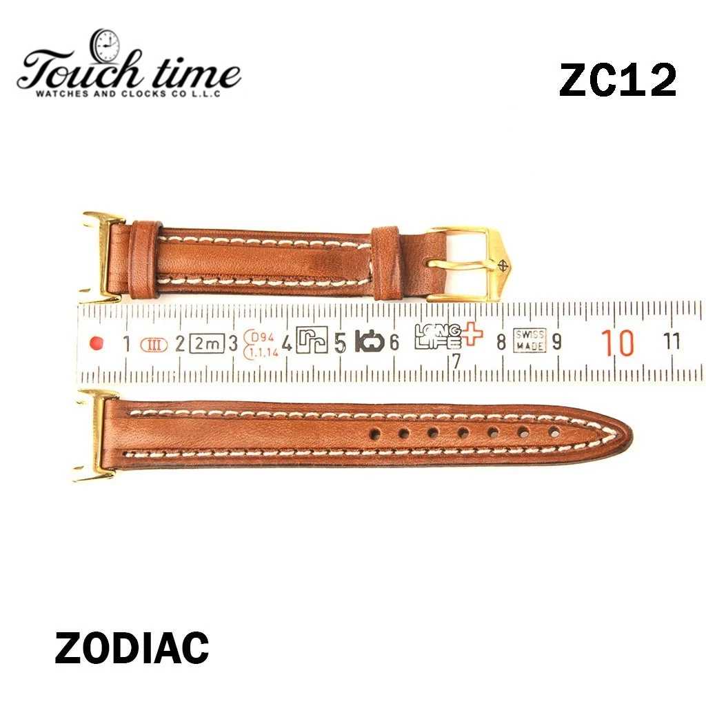 Zodiac 16mm Brown Leather Strap – Genuine Leather with Stainless Steel Buckle#ZC12 thumbnail 2