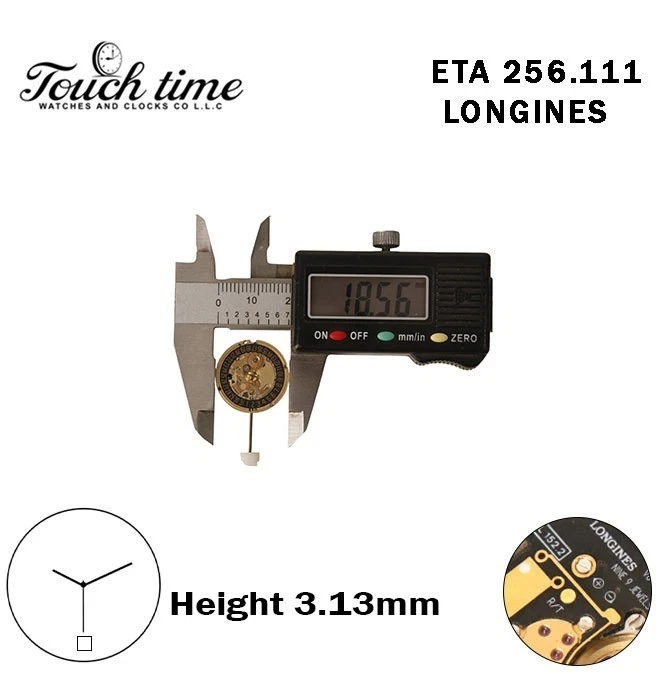 ETA 256.111-LONGINES-Quartz Movement-Black Disk At 6-Gold Number-H:3.13mm-3 Hands. thumbnail 4