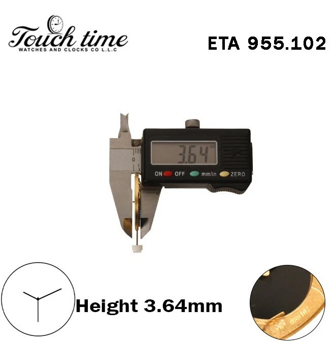 ETA 955.102 - سويسري صناعة حركة كوارتز - الارتفاع: 3.64mm - Without قرص - 3 عقارب. thumbnail 3