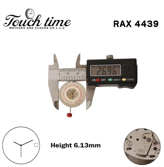 RAX 4439-Swiss Manual Movement-H:6.13mm-3 Hands-White Disk At 3-Red Number. thumbnail 4