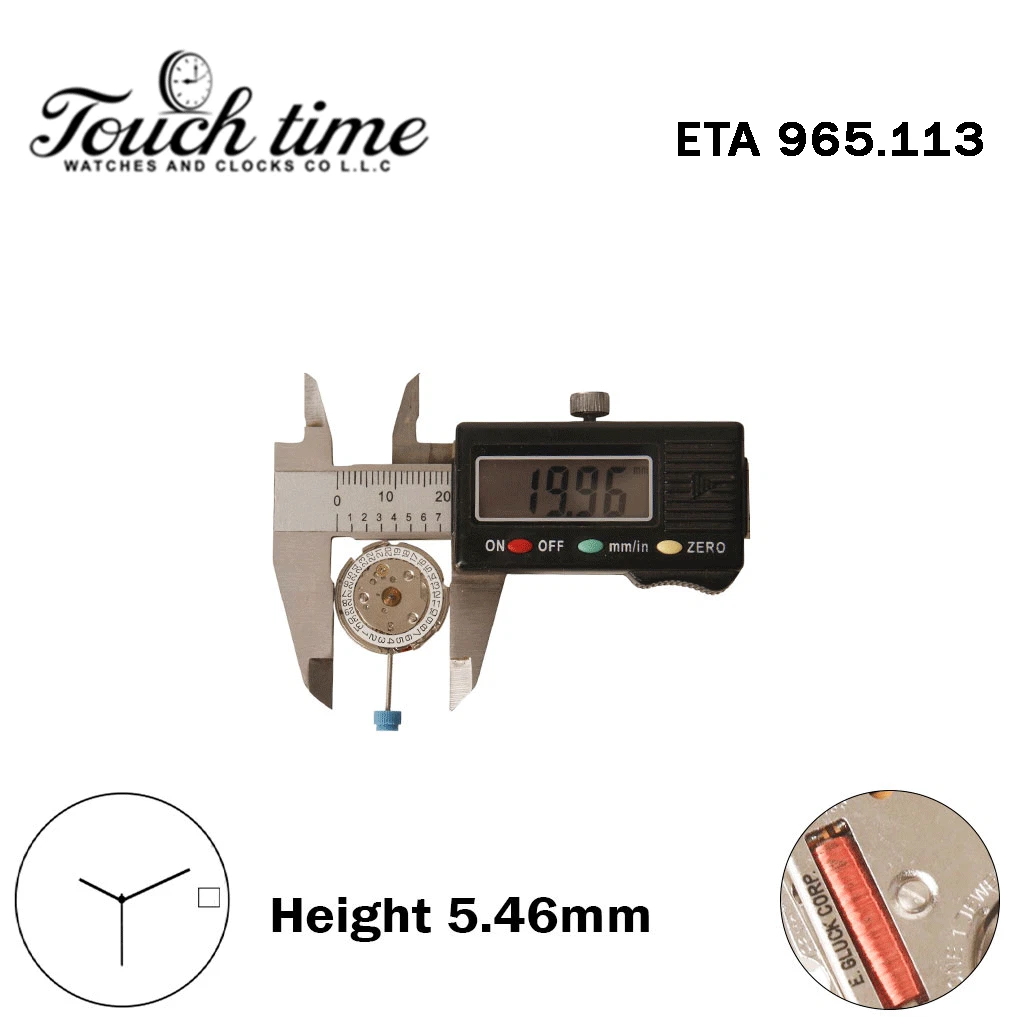 ETA 965.113-E.GLUCK CORP-Quartz Movement-White Date Disk At 3-H:5.46mm-3 Hands. thumbnail 4