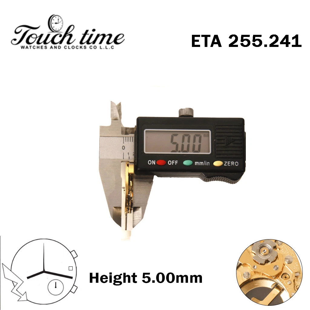 ETA 255.241-Quartz Movement-H:5.00mm-Without Hour Wheel-White Disk At 3 -3 Hands thumbnail 3