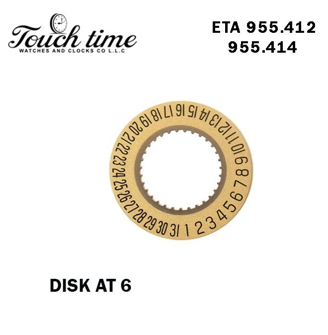 ETA 955.412/955.414- Gold Date Disk At 6.