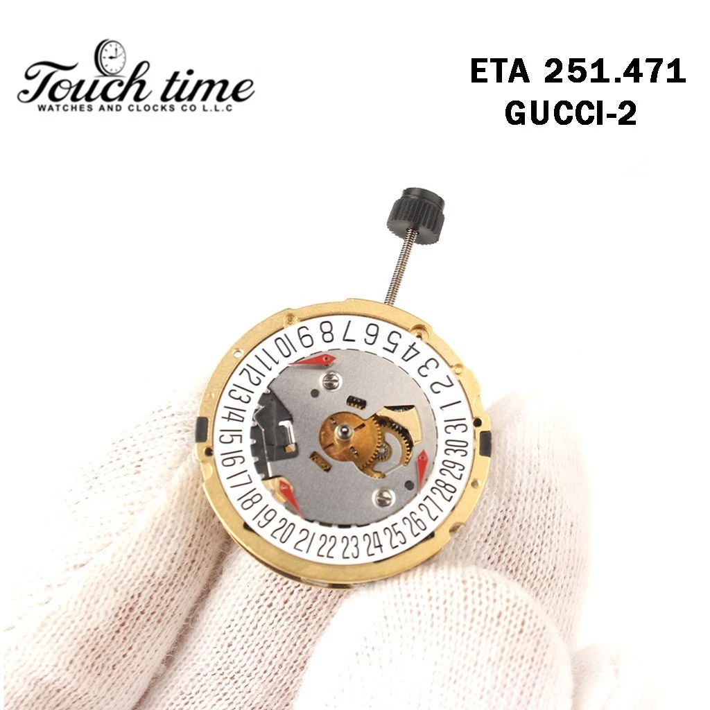ETA 251.471 - GUCCI - 2 حركة سويسرية - Chronograph - أبيض قرص عند 6-3 Couner - الارتفاع: 6.82mm. thumbnail 5