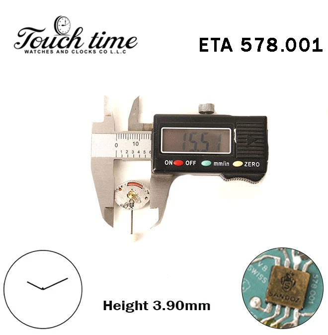 ETA 578.001-Swiss Quartz Movement-H:3.90mm-Without Disk -2 Hands. thumbnail 4
