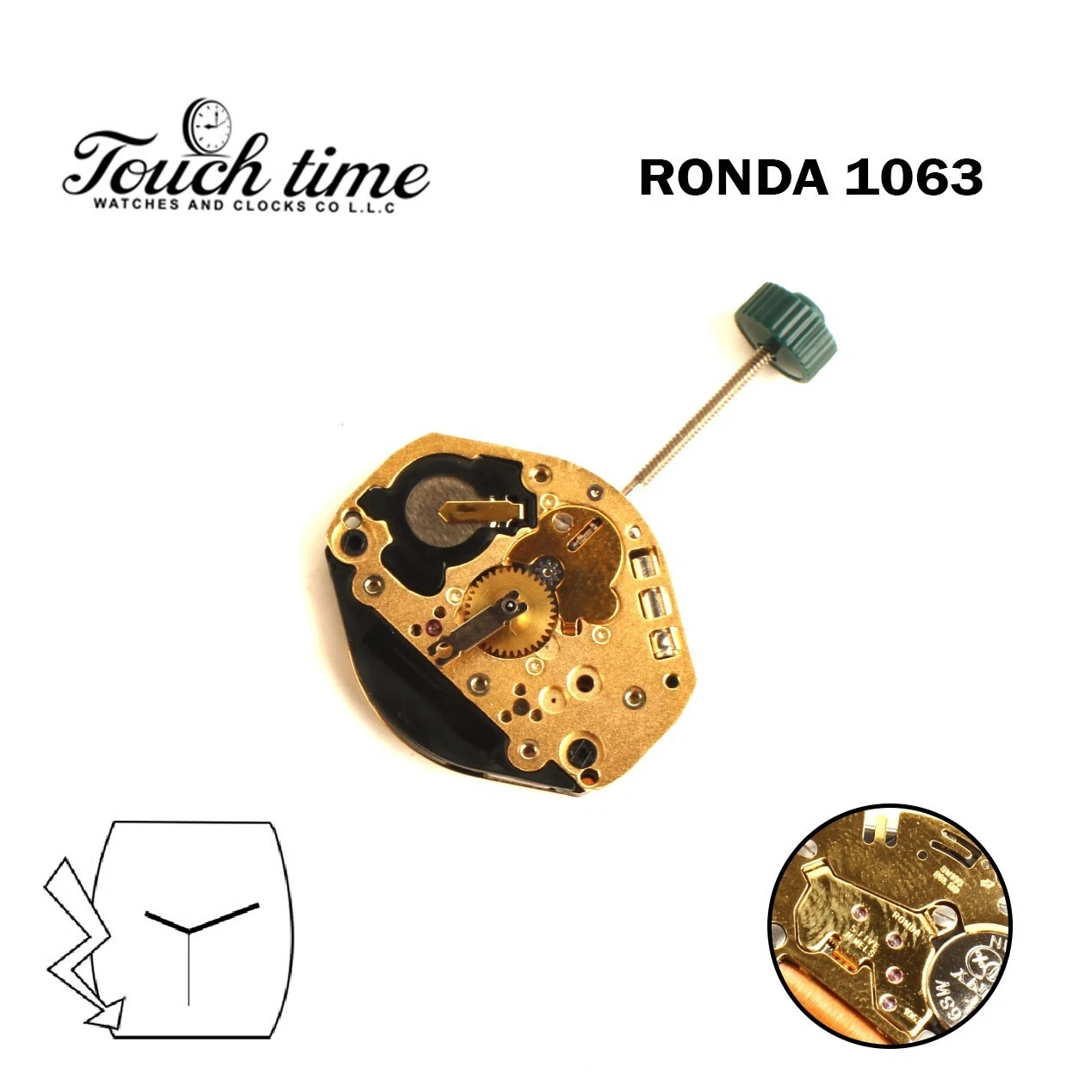 RONDA 1063 SWISS QUARTZ MOVEMENT , 3 HANDS , 5 JEWELS . thumbnail 2