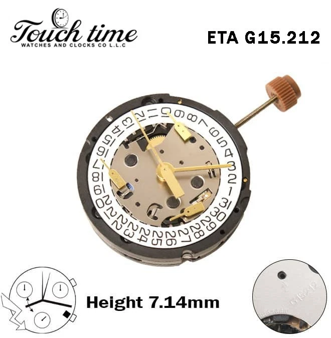 ETA G15.212-Quartz Movement- Chronograph-White Date Disk At 4-Height:7.14mm thumbnail 2