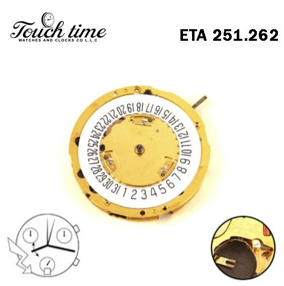 ETA 251.262 - GUCCI - حركة كوارتز سويسرية - Chronograph - أبيض قرص التاريخ عند 6-6 عقارب thumbnail 2