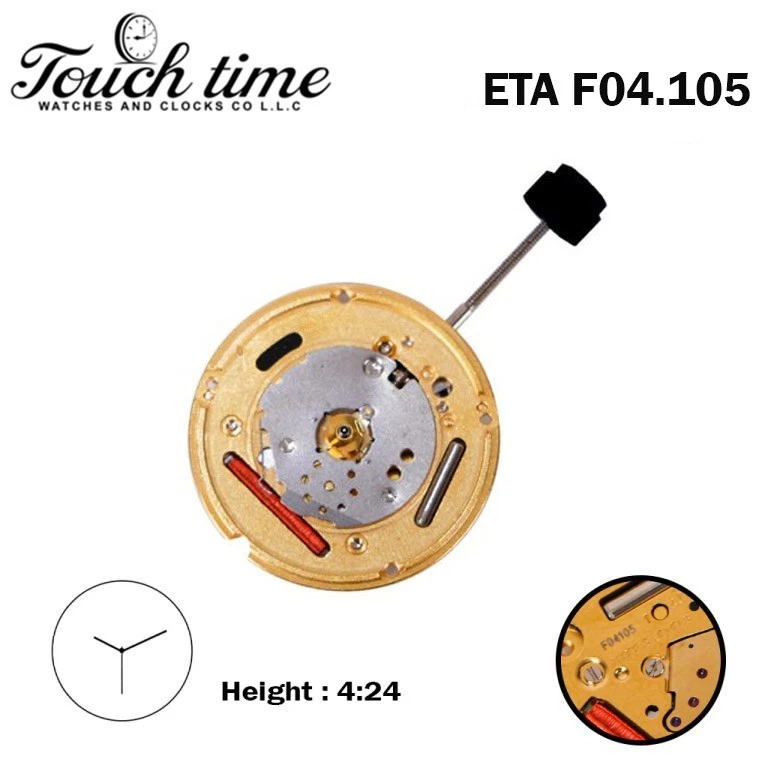 ETA F04.105 Swiss Watch Movement-3 Hands-3 Jewels- Without Disk- Height:4.24mm. thumbnail 2