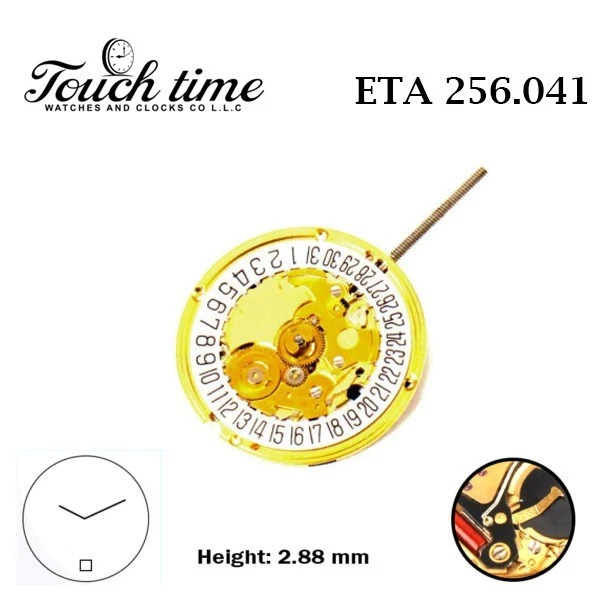 ETA 256.041 Swiss Watch Movement-2 Hands-White Date Disk At 6-Height:2.88mm. thumbnail 2