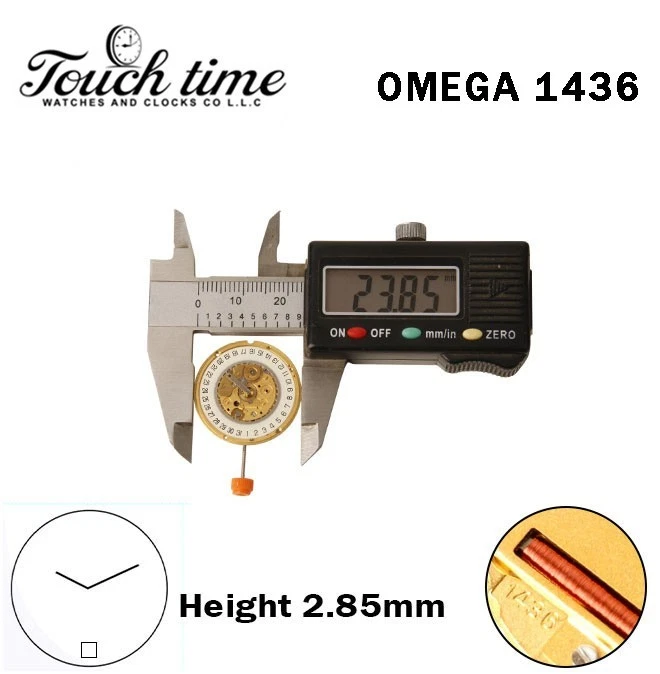 OMEGA 1436 Swiss Watch Movement-2 Hands-White Disk At 6-Height:2.85mm. thumbnail 4