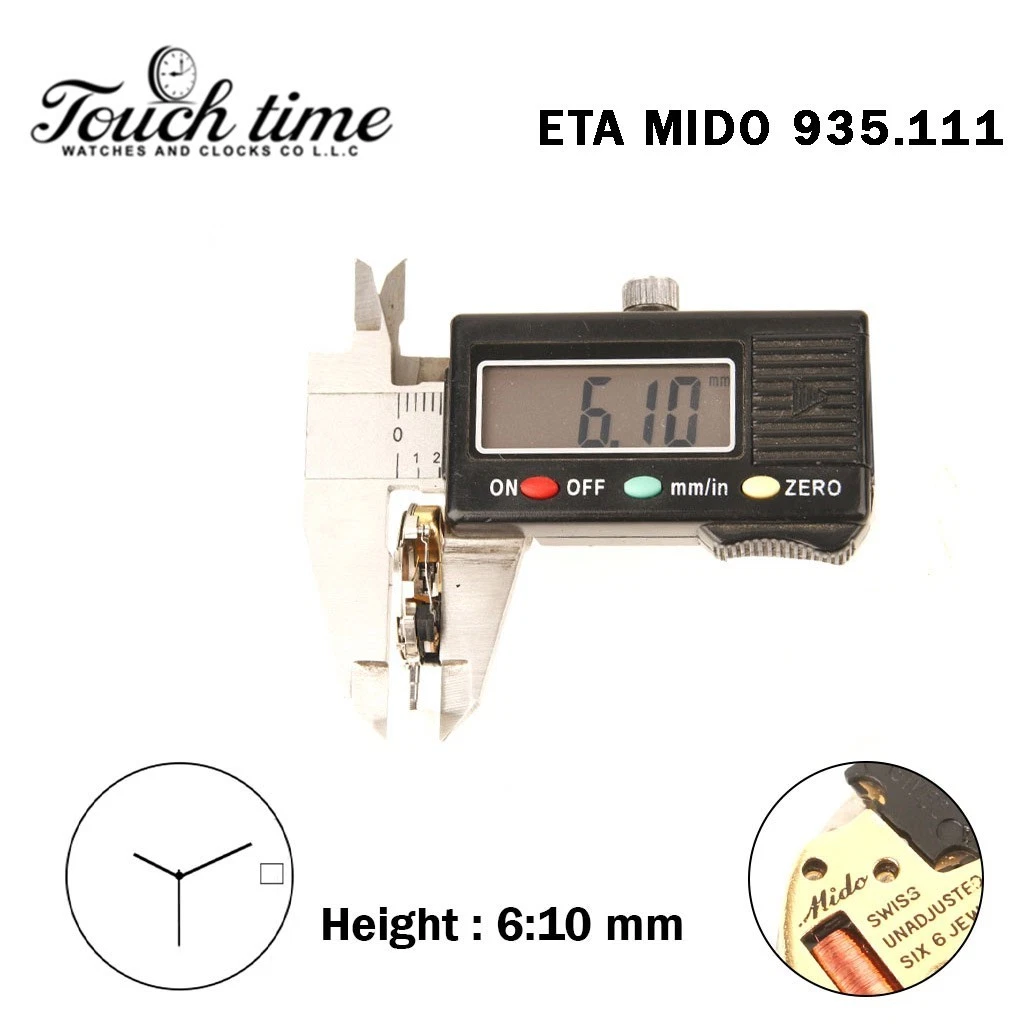 ETA 935.111-Swiss Movement-Height:6.10mm-White Date Disk At 3-3 Hands thumbnail 3