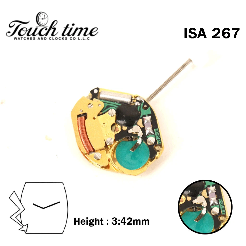 ISA 267 Swiss Quartz Movement-Decorated-Without Disk-2 Hands-Without Hour Wheel.