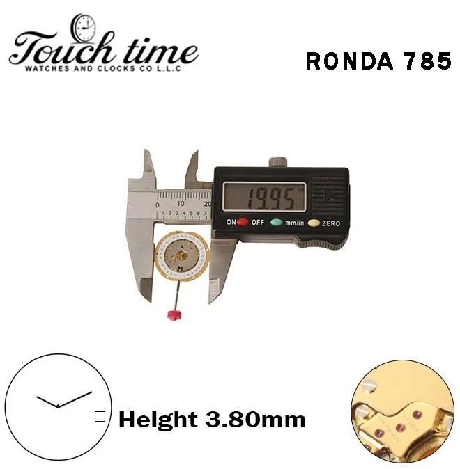 RONDA 785-Horizontal-Swiss Movement-2 Hands-White Disk At4-H:3.80mm-Gold Circuit thumbnail 4