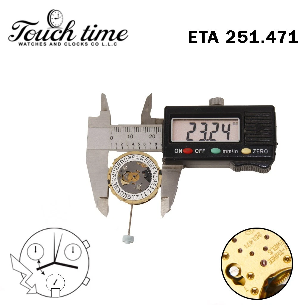 ETA 251.471 Swiss Movement-Chronograph-White Disk At 6-3 Couner-Height:5.84mm. thumbnail 4