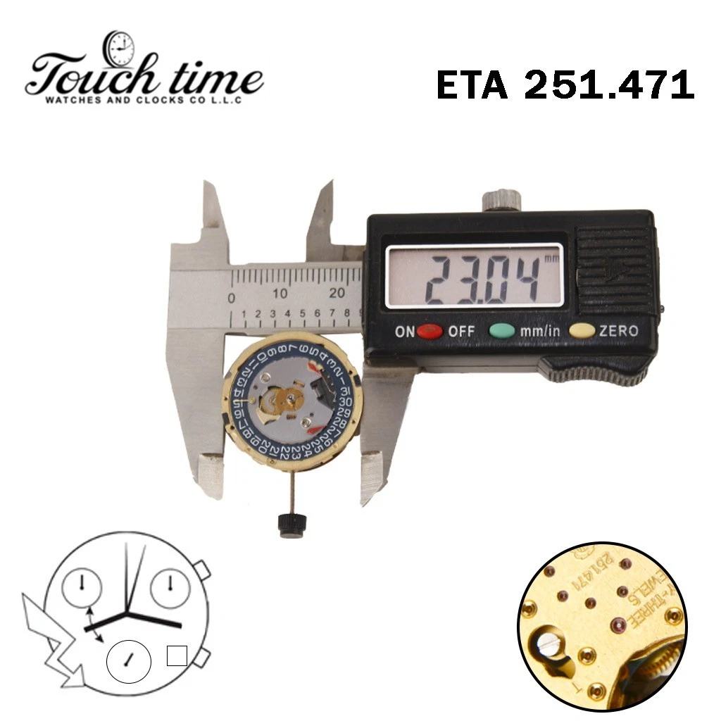 ETA 251.471 Swiss Movement-Chronograph-Blue Disk At 4-3 Couner-Height:6.88mm. thumbnail 4