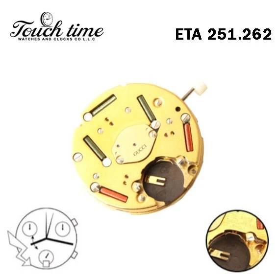 ETA 251.262-GUCCI-Swiss Quartz Movement-Chronograph-White Date Disk At 6-6 Hands