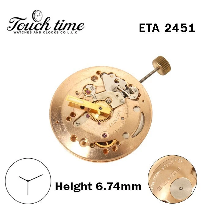ETA 2451 FORTIS-Automatic Swiss Movement-Without Disk-Height:6.74mm-3 Hands. thumbnail 2