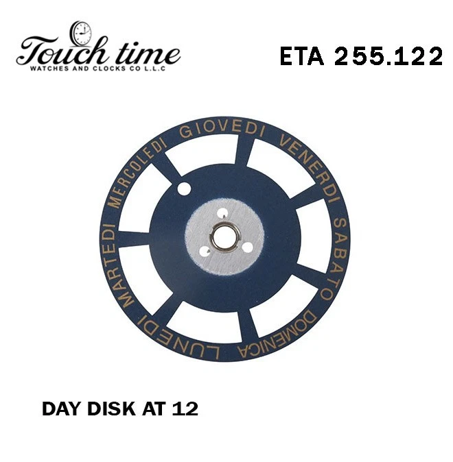 ETA 255.122- Blue Day Disk At 12-Beige Color Days-Italian Language.
