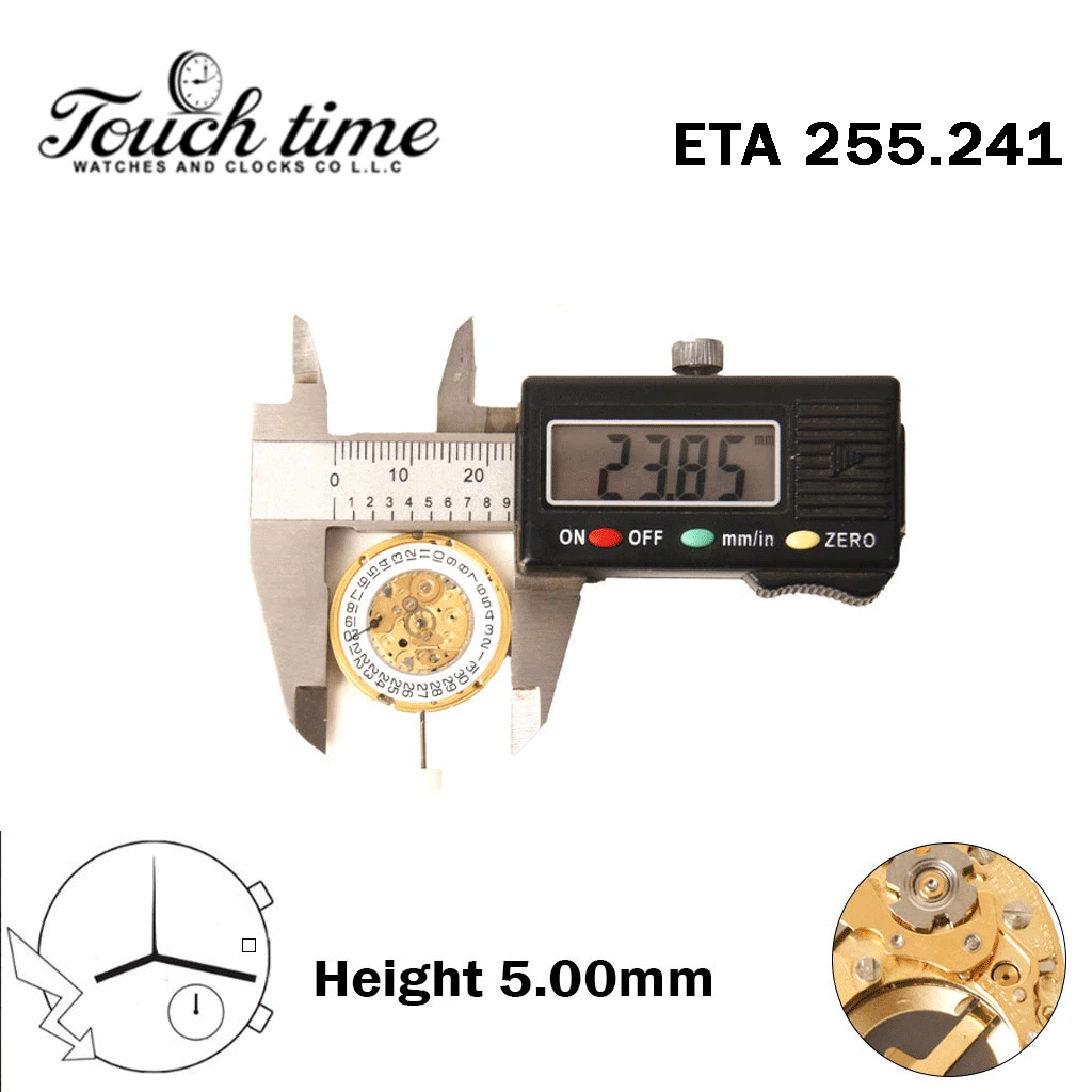 ETA 255.241-Quartz Movement-H:5.00mm-Without Hour Wheel-White Disk At 3 -3 Hands thumbnail 4