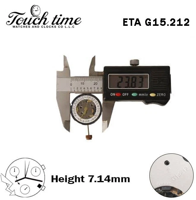 ETA G15.212-Quartz Movement- Chronograph-White Date Disk At 4-Height:7.14mm thumbnail 4
