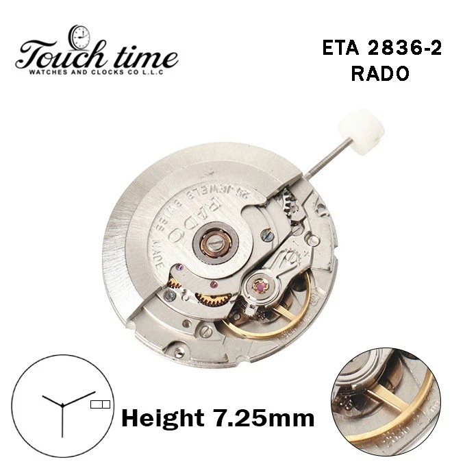 ETA 2836-2-RADO-Swiss Movement-White AR/EN Day/Date Disk At 3-H:7.25mm-3 Hands