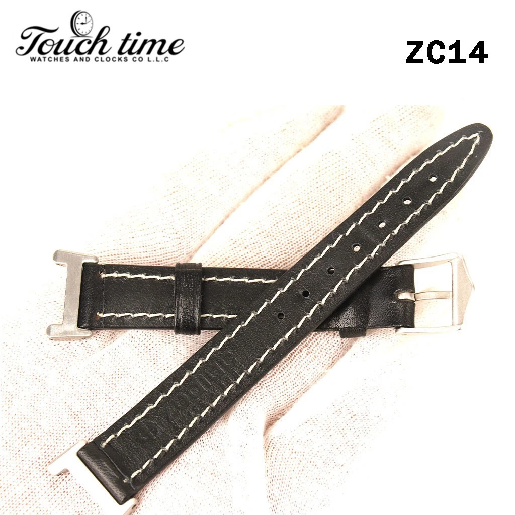 Zodiac 16mm أسود حزام جلد - أصلي جلد مع ستانلس ستيل Buckle#ZC14 thumbnail 6