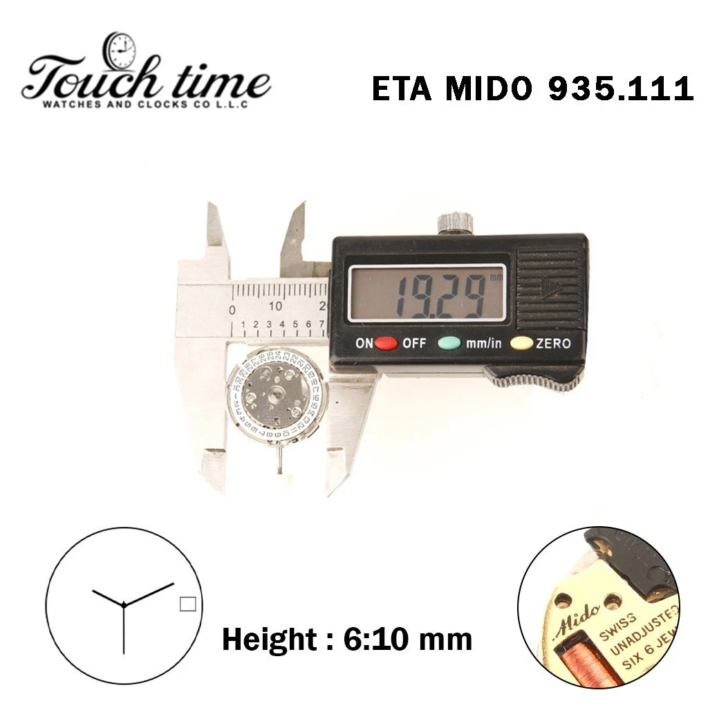 ETA 935.111-Swiss Movement-Height:6.10mm-White Date Disk At 3-3 Hands thumbnail 4