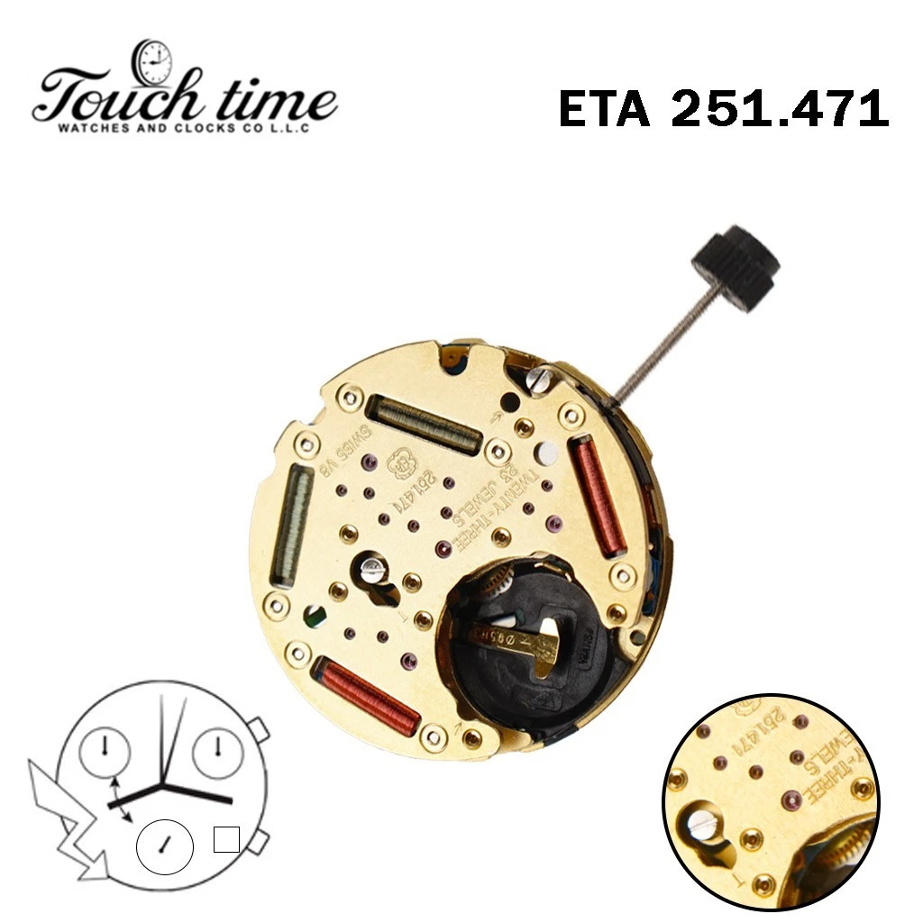 ETA 251.471 Swiss Movement-Chronograph-Blue Disk At 4-3 Couner-Height:6.88mm.