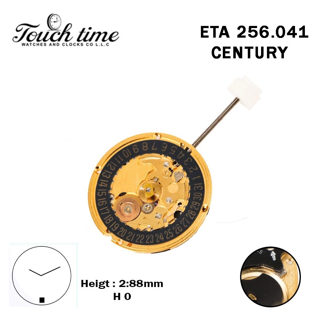 ETA 256.041-Quartz Movement-Century-Black Disk At 6-Height:2.88mm-2 Hands thumbnail 4