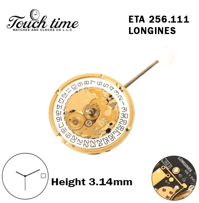 ETA 256.111-LONGINES-Quartz Movement-White Disk At 3-Height:3.14mm-3 Hands. thumbnail 2