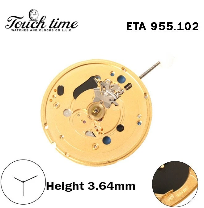 ETA 955.102 - سويسري صناعة حركة كوارتز - الارتفاع: 3.64mm - Without قرص - 3 عقارب. thumbnail 2